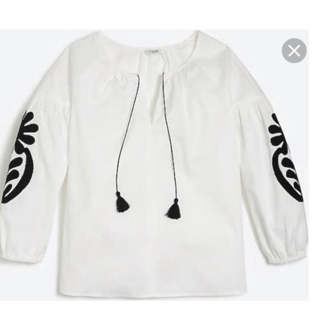 J Crew Embroidered Top - size L NWT